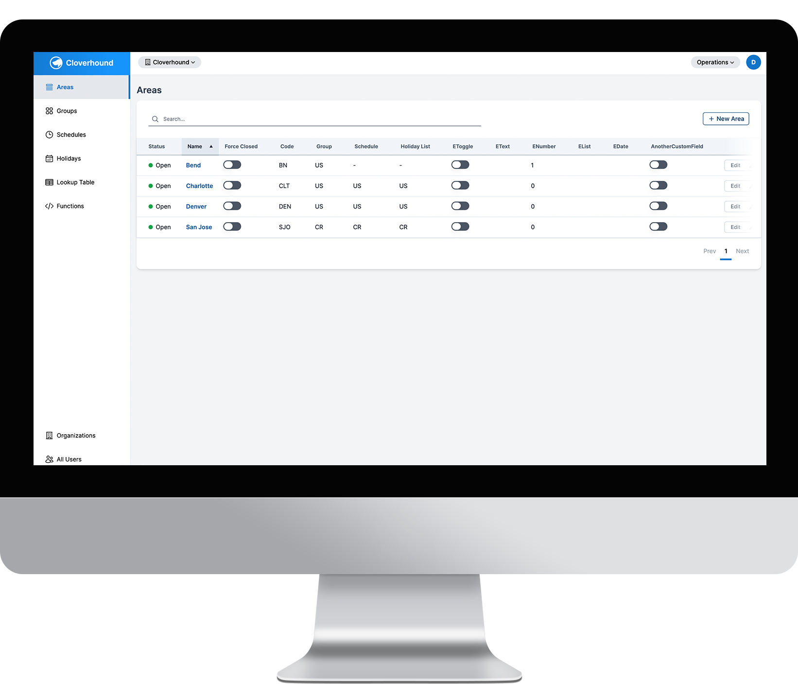 Operations Control Portal mockup